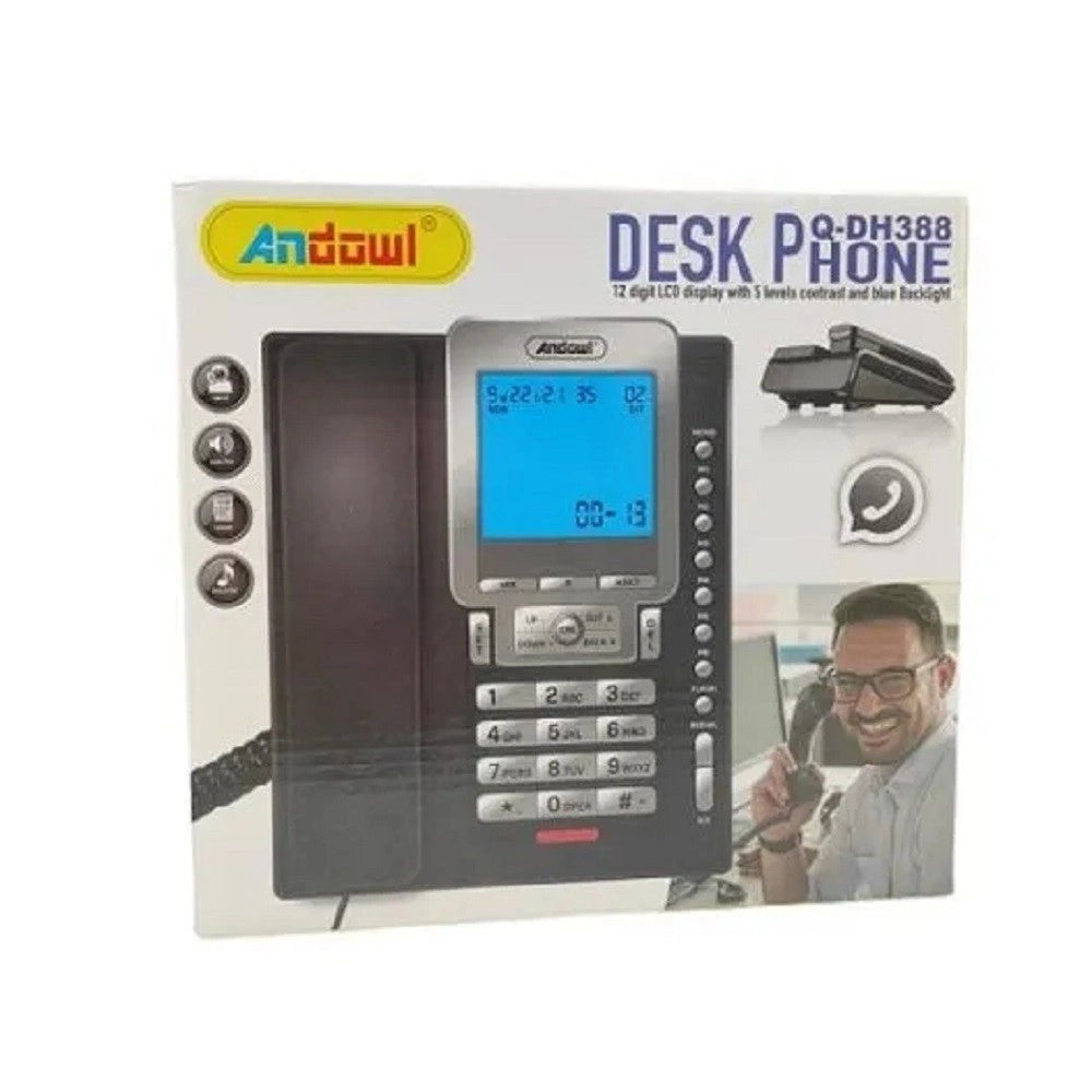 Trade Shop - Telefono Fisso Con Cavo Q-dh388 Display Lcd A 12 Cifre Scrivania Ufficio Casa -