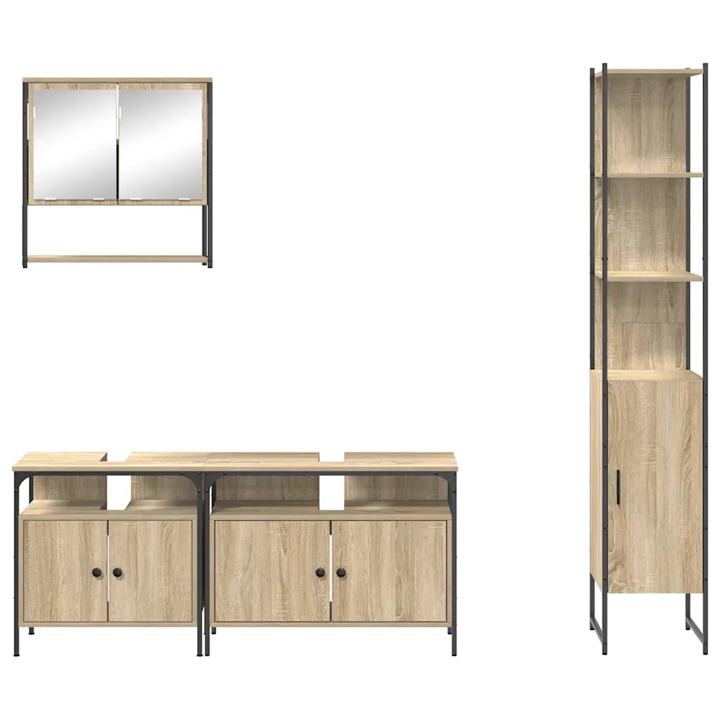 Set di mobili per il bagno con lo scaffale 4 pcs Rovere Sonoma 3399395
