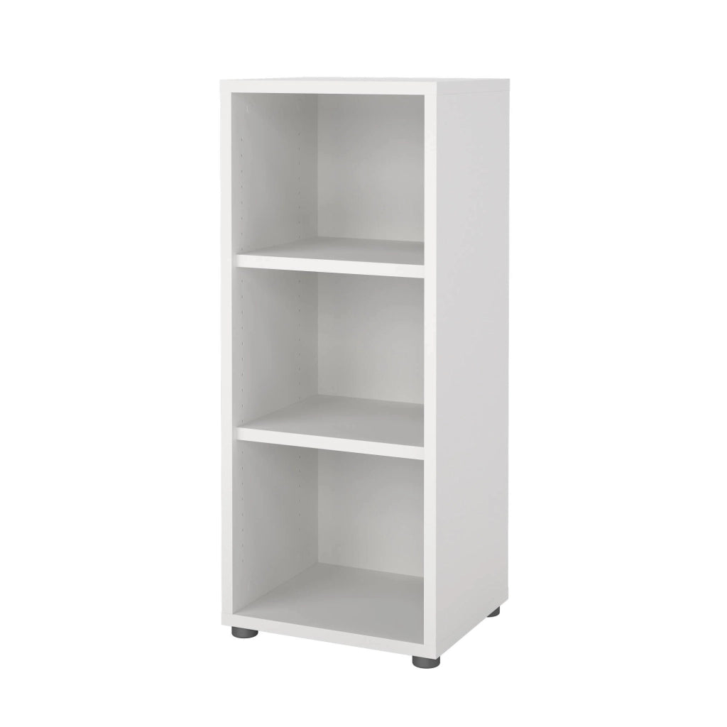 Libreria Minsk, Scaffale da ufficio, Mobile portalibri, Biblioteca, 47x40 h113 cm, Bianco