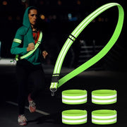 Raggruppamento riflettente per bicicletta, cintura con 4 bracciali riflettenti, riflettori di alta visibilità, cinturino per jogging, corsa, bicicletta, passeggiate con cane