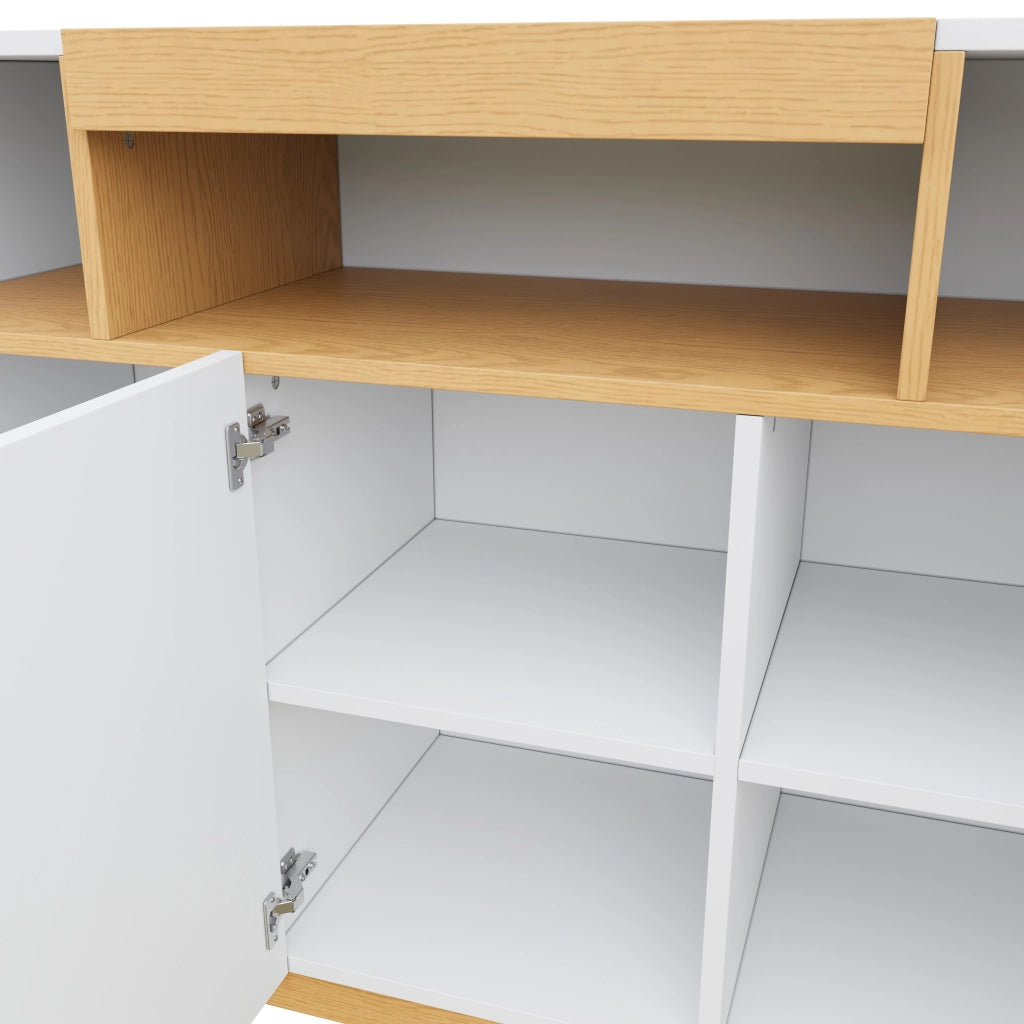Credenza con 3 Ante e 1 Vano aperto per Soggiorno e Sala da Pranzo in Pannello truciolare Bianco 120.5 × 42 × 96 cm