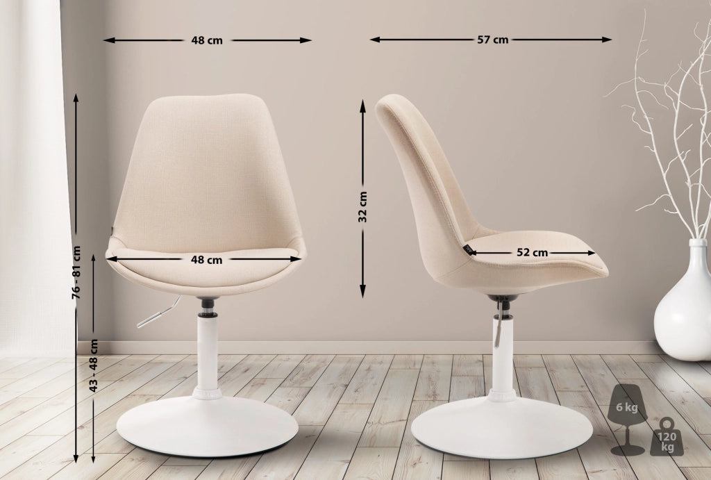 Sedia da pranzo MAVERICK in tessuto crema,bianco