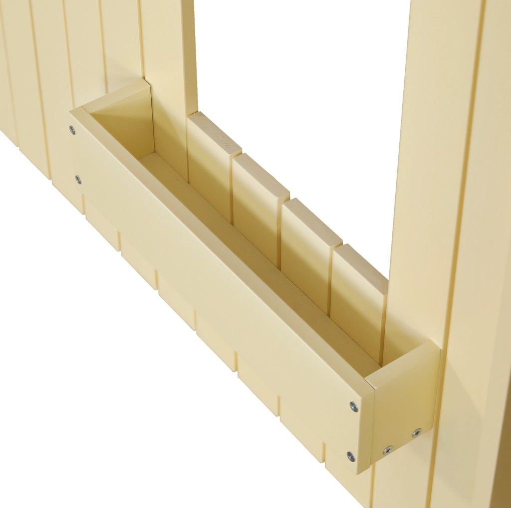 Letto a soppalco 90x200 cm con LED e scala a 3 gradini in legno e MDF naturale