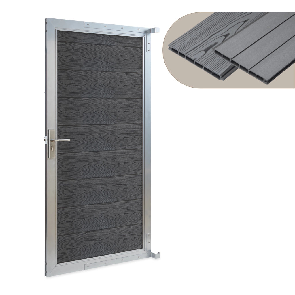 Cancello da Giardino Pedonale Segovia 90x180 cm Porta per Recinzione con Serratura - Grigio NEU.HOLZ