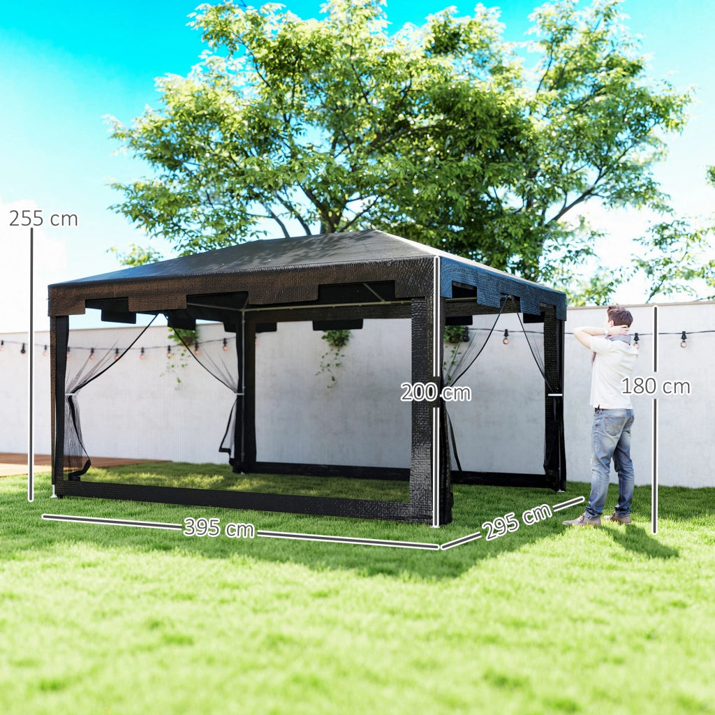 Gazebo Pieghevole 4x3 m con Zanzariera ¨C zephmum ¨C Grigio Scuro, Metallo e PE