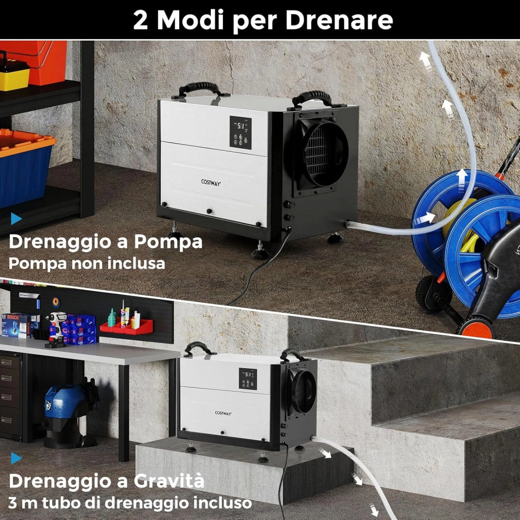 58,5/73,5 L Deumidificatore Commerciale, Deumidificatore Industriale con 3 Modalità e Timer 24H, Sbrinamento Automatico per Cantina Magazzino (58,5 L/giorno Nero)