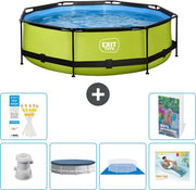 Piscina Rond con Cornice Lime - 300 x 76 cm - Inclusa Pomp, Copertura, Fondello e Divano 7 Pezzi