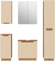 Set di mobili da bagno Lotta, Cachemire, 59.8 cm, composto da mobile sottolavabo, specchiera, colonna, base media e pensile