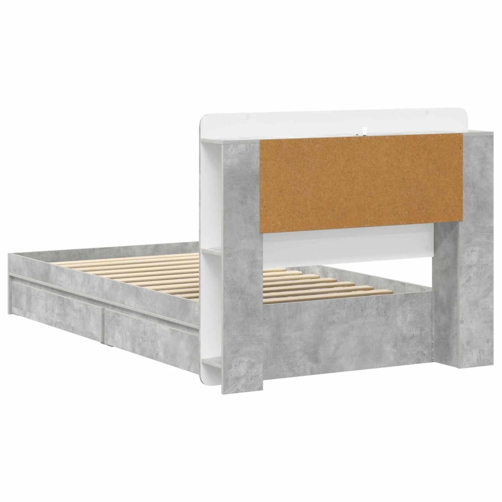 Telaio del letto con storage Grigio Cemento 75 x 190 cm 3433612