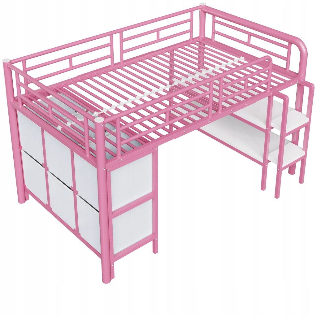Letto singolo per bambini con spazio di archiviazione - Xylo - 90x200 - Rosa