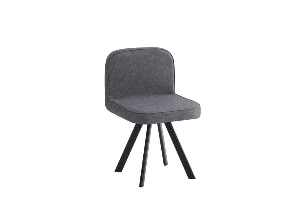 Set da pranzo con finitura effetto legno, composto da 6 sedie in tessuto di lino e un tavolo da pranzo (140 x 90 cm), grigio e noce
