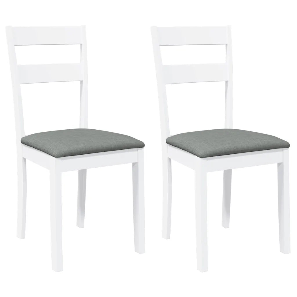Sedie da Pranzo con Cuscini 2 pz Bianco Legno Massello di Hevea
