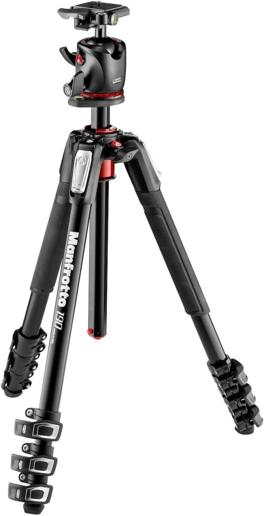 Kit Treppiede 190XPRO a 4 Sezioni in Alluminio con Testa su 3 Assi, Kit Professionale Accessori Fotografia, Treppiede Fotocamera con Testa 3-Vie per fotocamera mirrorrless, DSLR