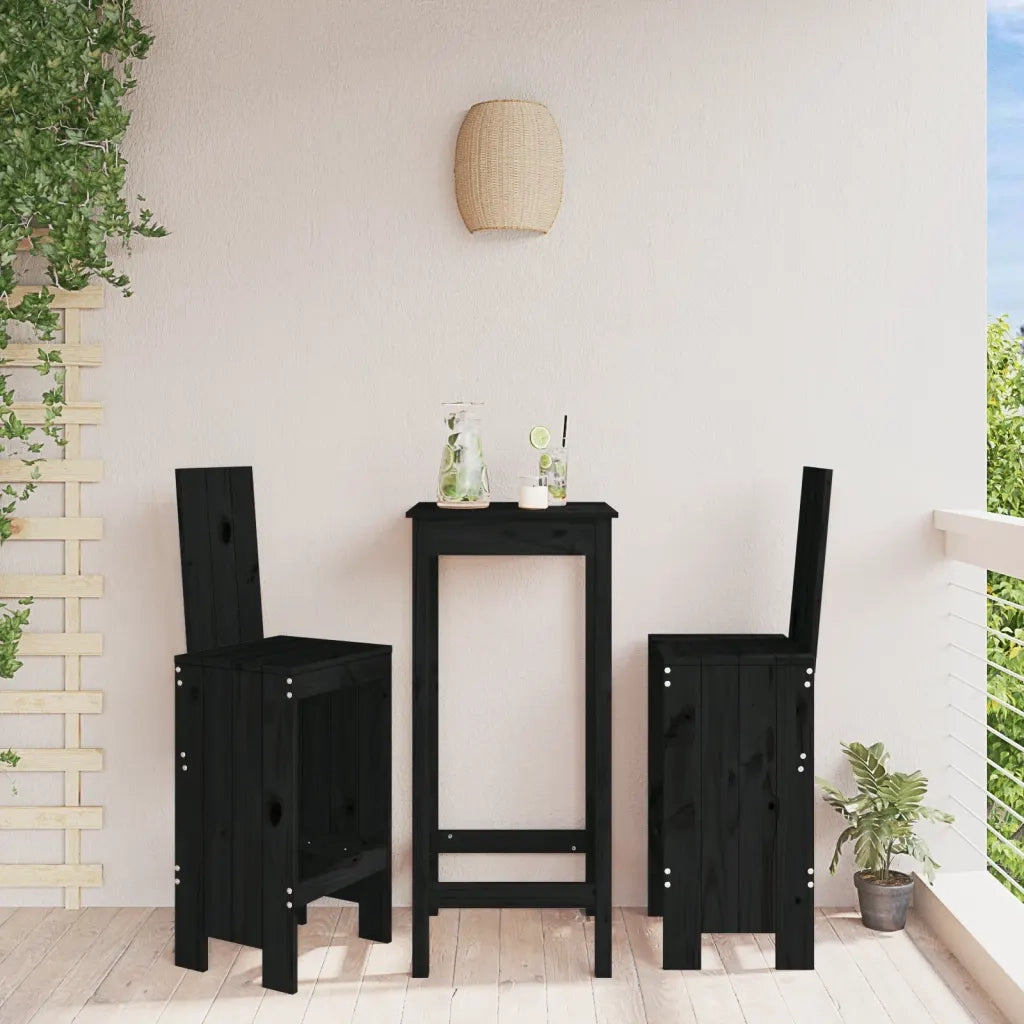 Sgabelli da Bar 2pz Neri 40x42x120 cm Legno Massello Pino 825356