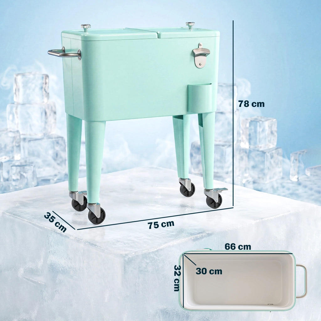 Carrello Portabevande Refrigerato 56L con Ruote ¨C zephmum ¨C Verde 75x35x78 cm