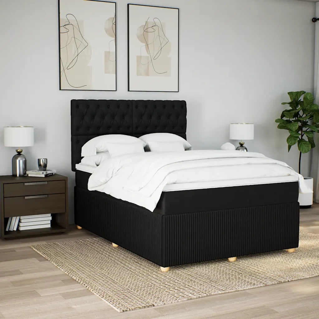 Giroletto a Molle con Materasso Nero 140x200 cm in Tessuto
