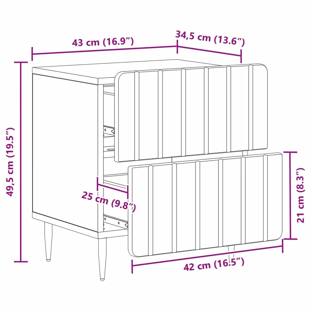 Armadio da Notte con cassetto Legno antico 43 x 34,5 x 49,5 cm 894311