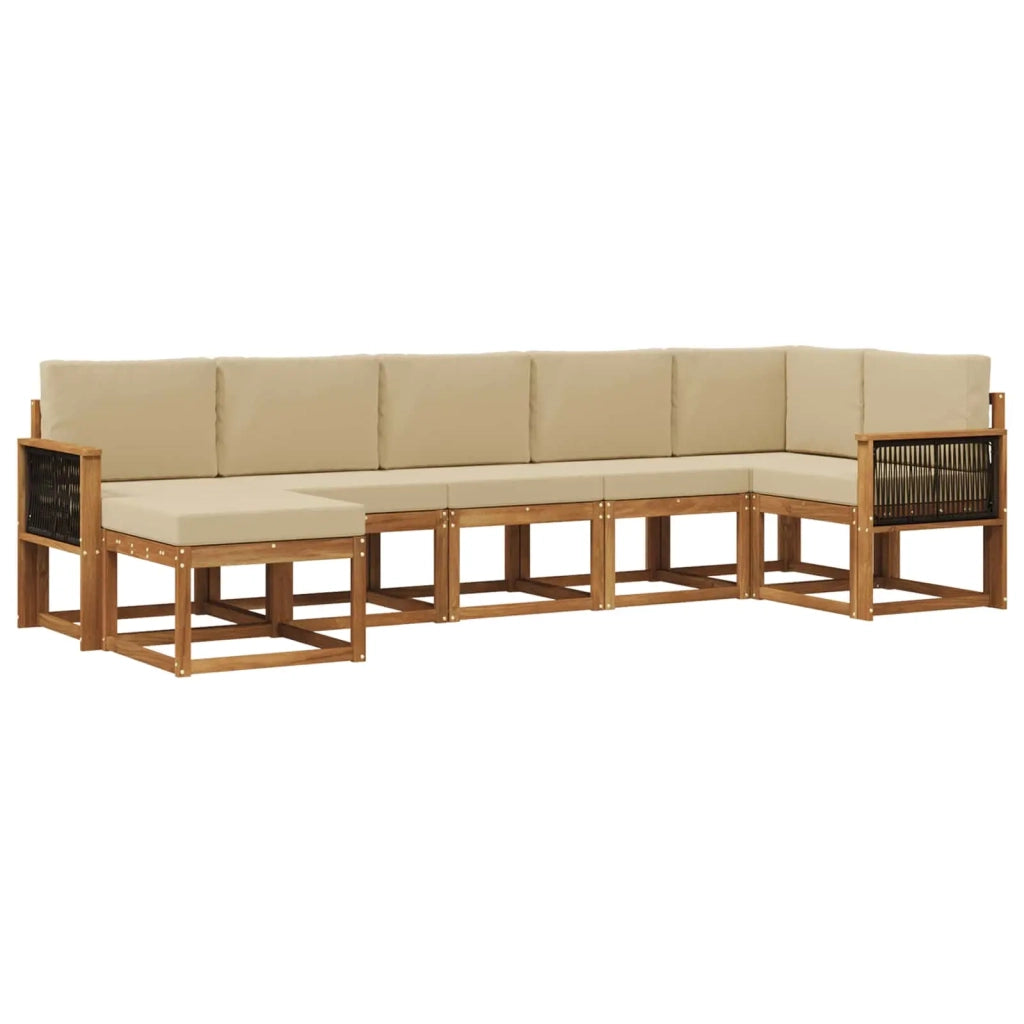 Set di divani da esterno 7 pcs Naturale e Beige Poliestere 3385394