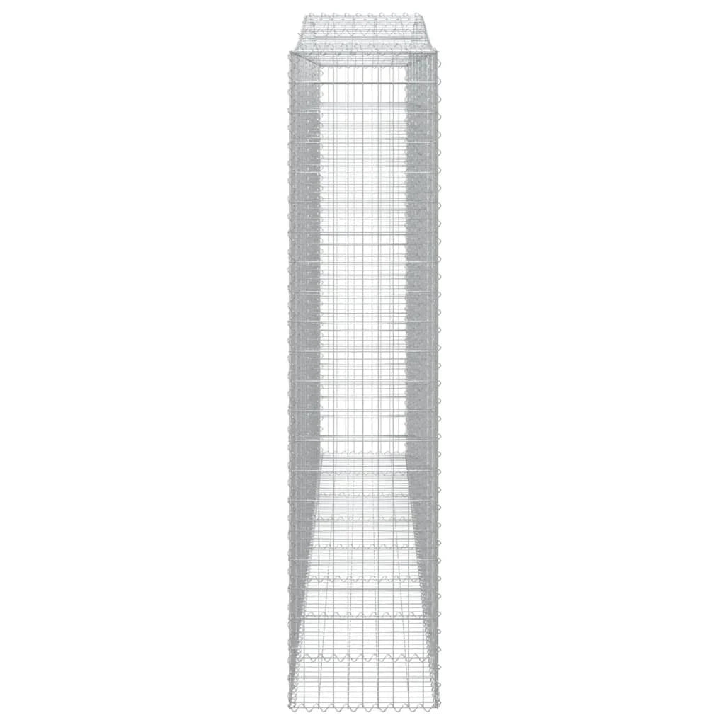 Cestini gabbioni recinzione a gabbia muro di contenimento ad arco 5 pezzi 400 x 50 x 220/240 cm ferro zincato argento 02_0040949