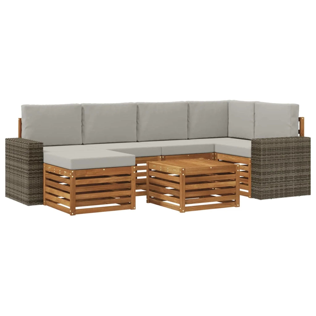 Set di divani da esterno 7 pz Naturale e Grigio Chiaro 3384607