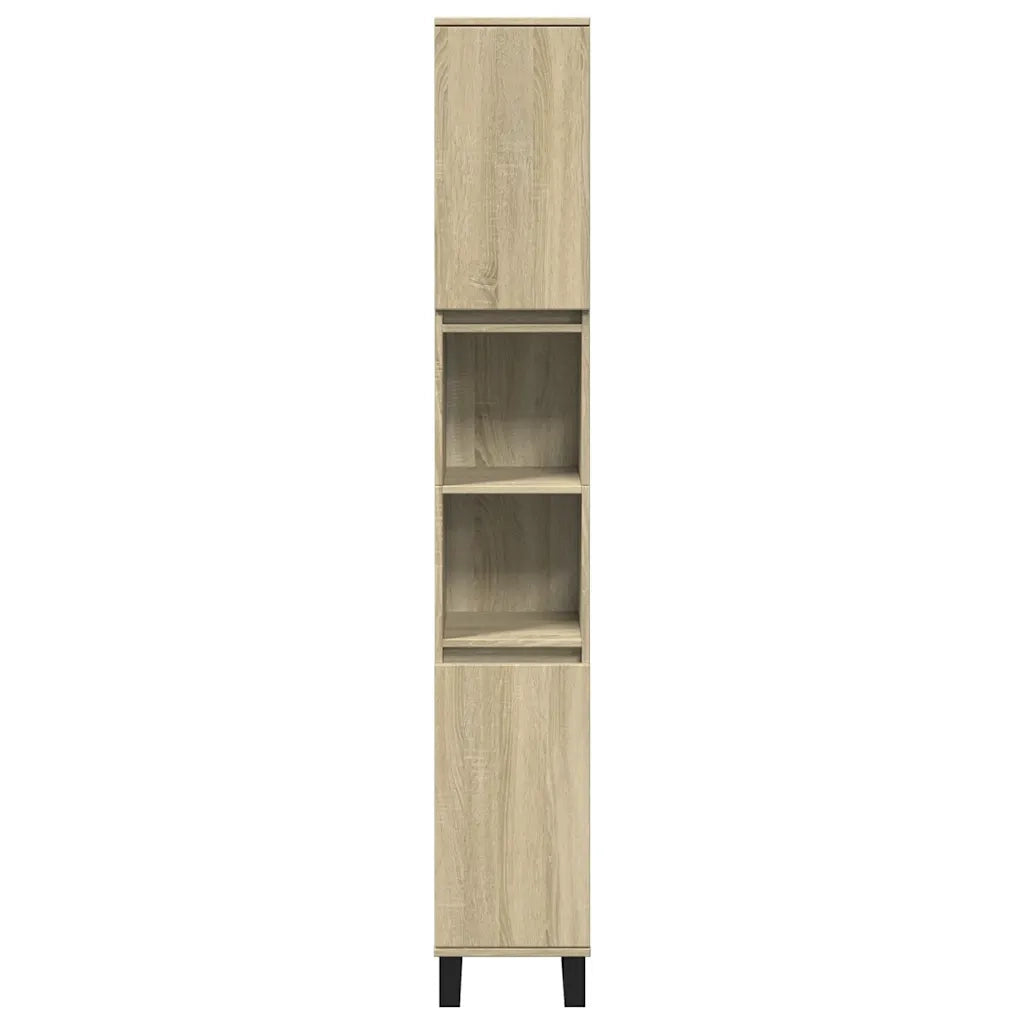 Mobile bagno moderno con 6 scomparti 30 x 30 x 190 cm realizzato in legno ingegnerizzato di rovere Sonoma 02_0049712