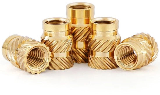 Set di viti a rullo 100 pezzi - M1,6 x 3 x 2,5 mm - Inserzione a caldo C3640 Rame - Viti a rullo a guscio - Filo interna per plastica - Adatto per stampa 3D