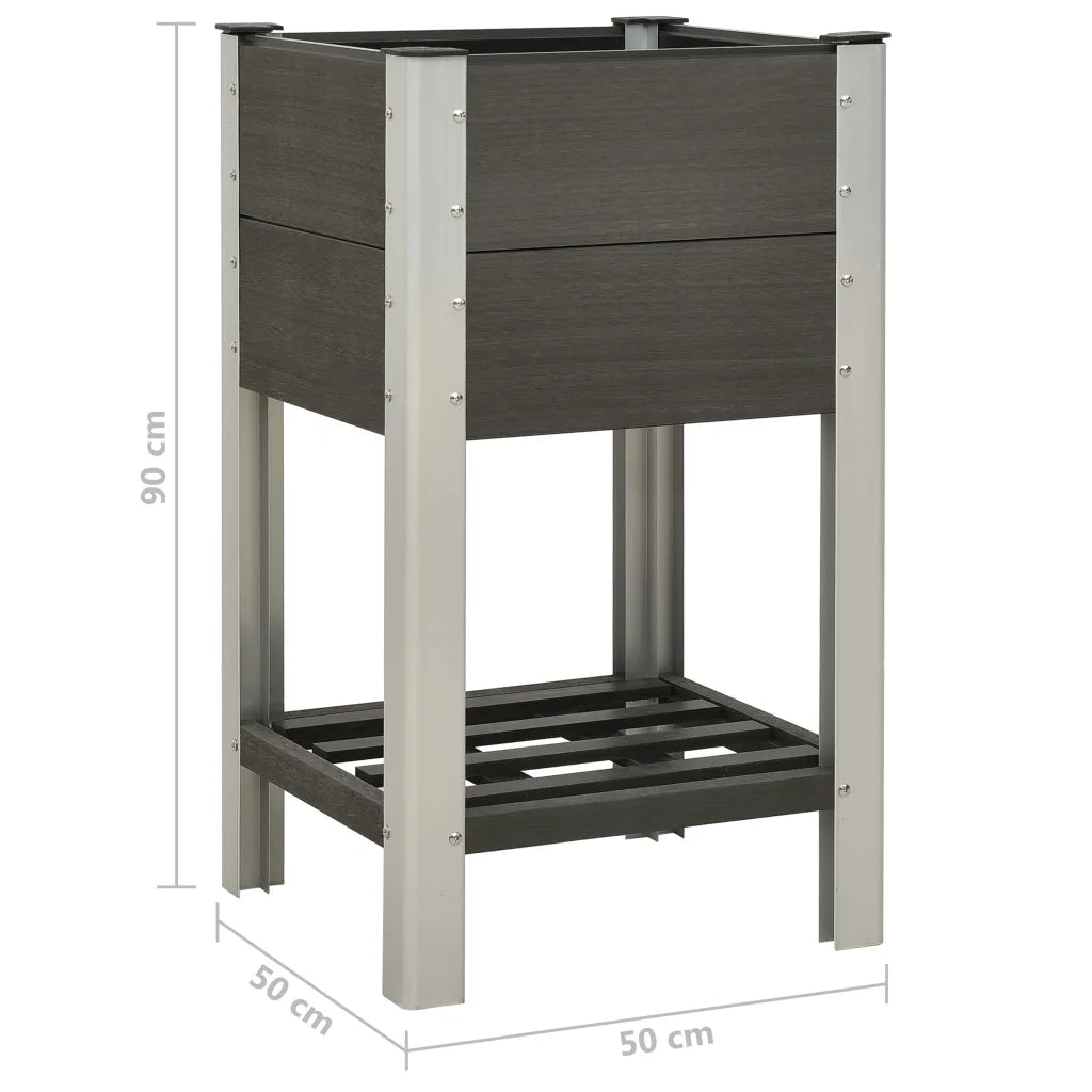 Fioriera Rialzata da Giardino-Vaso da Esterno-Fioriera Elevata con Ripiano 50x50x90cm WPC Grigio
