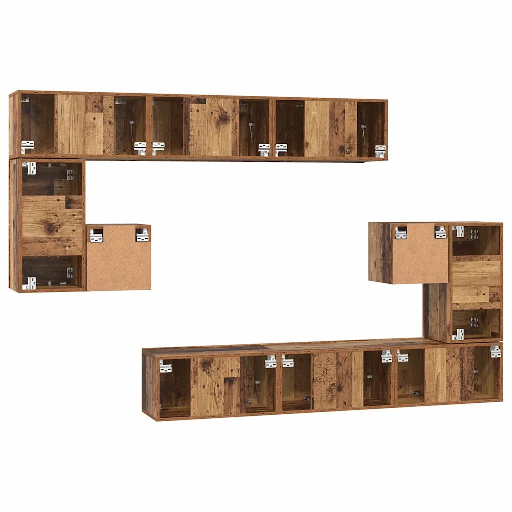 vidaXL Set mobile TV 10 pcs Legno vecchio 60 x 30 x 30 cm