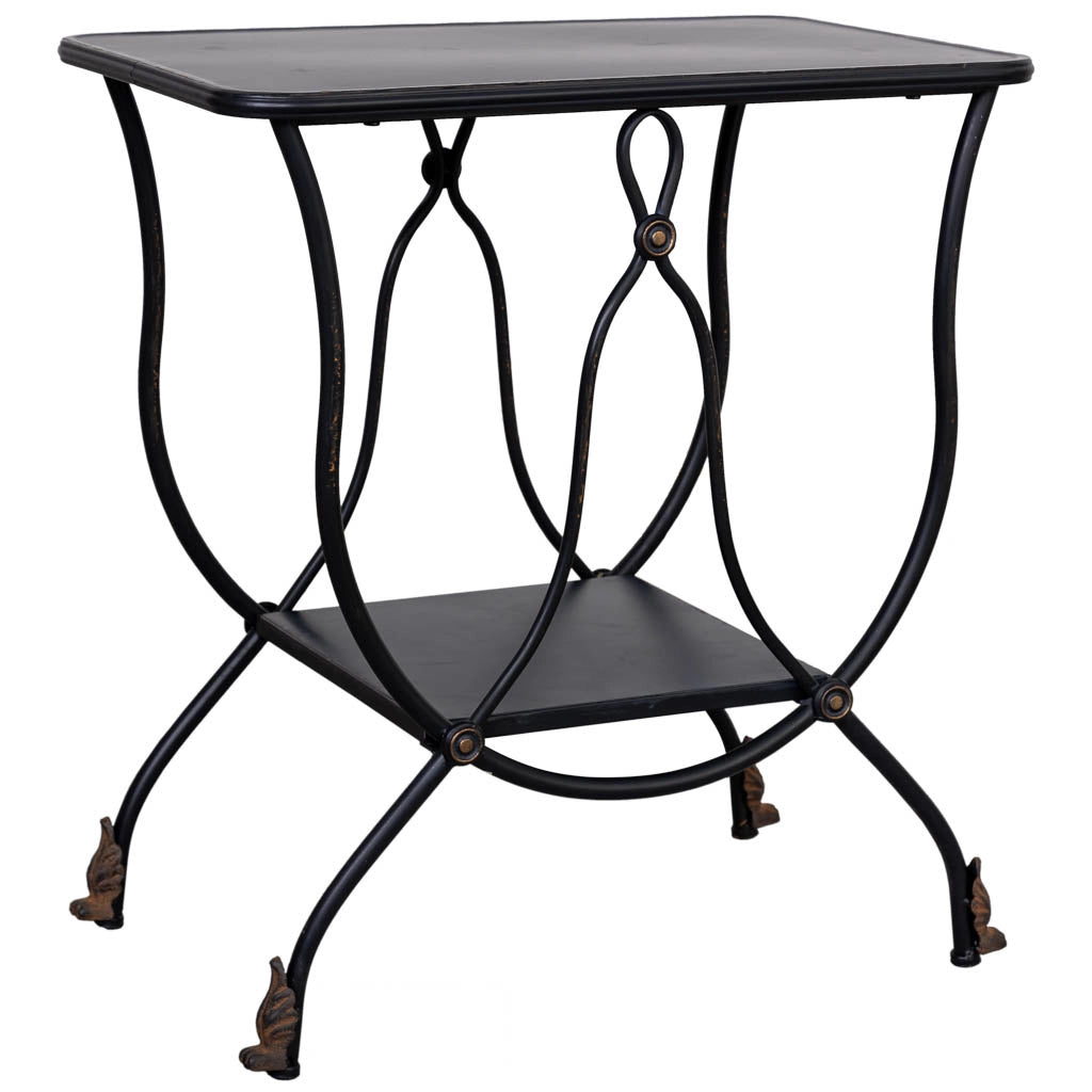 Tavolino in metallo invecchiato nero 60x38x65