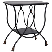 Tavolino in metallo invecchiato nero 60x38x65