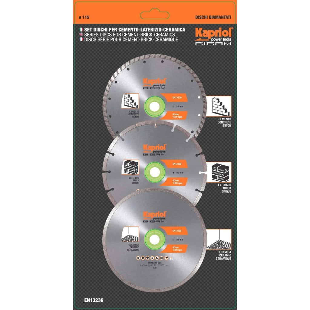 Set 3 dischi cemento/laterizio/ceramica Kapriol