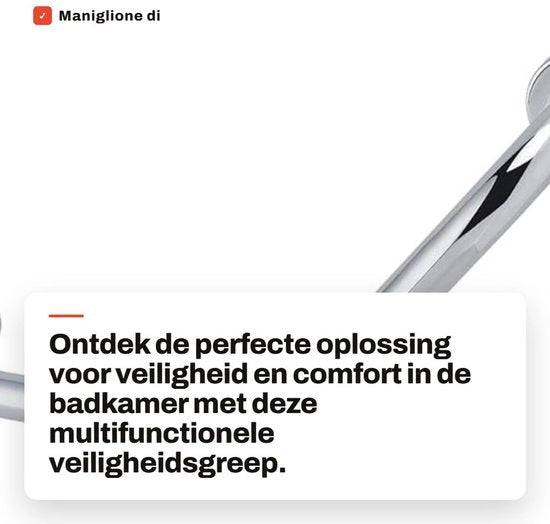 Maniglia di Sicurezza in Acciaio Inossidabile - Sostegno Multifunzionale - Design Ergonomico - 44,5 cm - Resistente alla Corrosione - Barriera di Sicurezza
