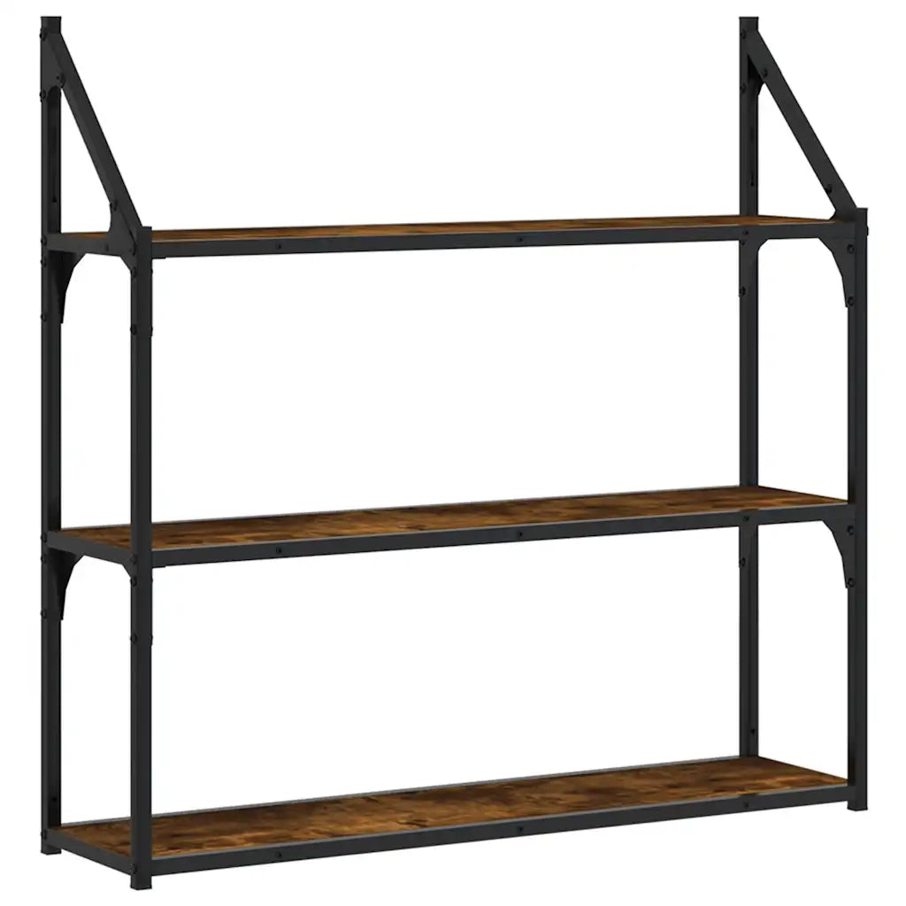 Scaffale Parete 3 Ripiani Rovere Fumo 80x21x78,5 cm Multistratocod mxl 131345