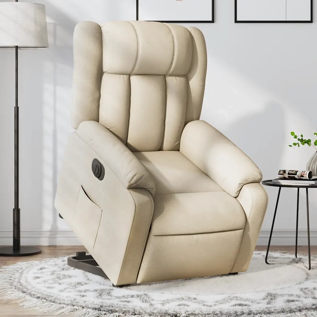 Poltrona Alzapersona Reclinabile Elettrica Crema in Tessuto 3205349