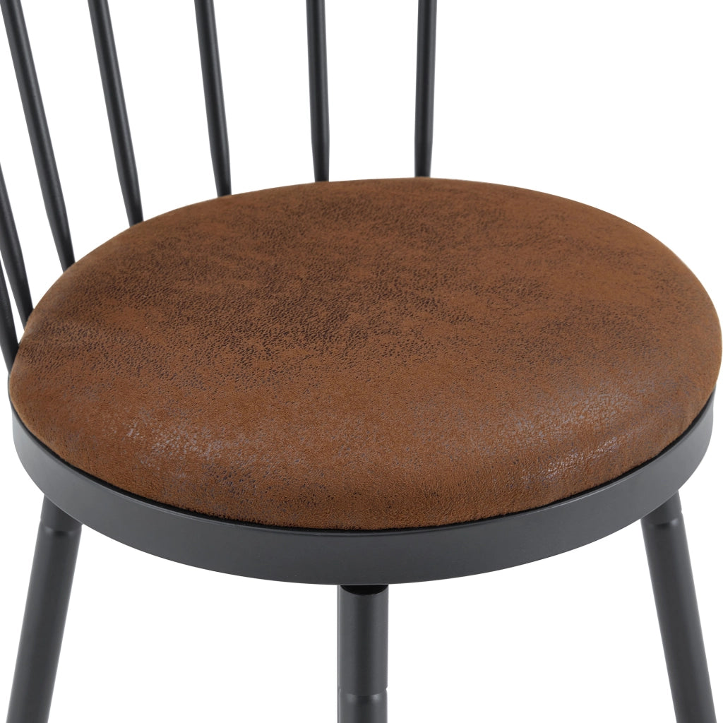 Sgabello da bar in stile Windsor con seduta imbottita e struttura in metallo, colore marrone