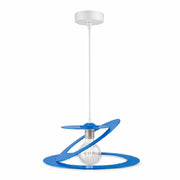 Lampadario Sospensione Metallo Taglio Laser 40 cm 1 luce  E27 Azzurro