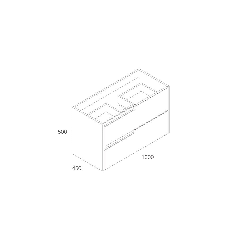 Mobile bagno sospeso Modular colore rovere miele con cassetti 100x45x50H