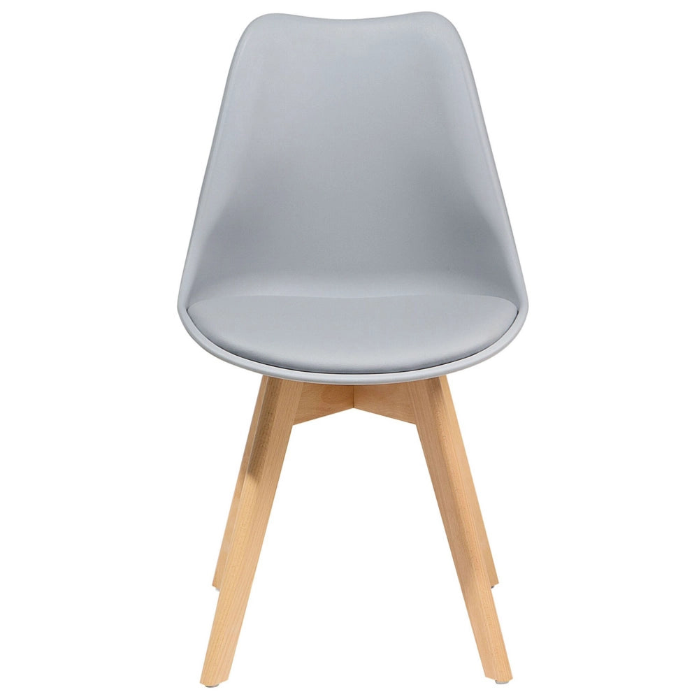 Set di 2 Sedie da Pranzo Ecopelle colore Grigio con  Gambe in Legno Lucide soggiorno sala da pranzo