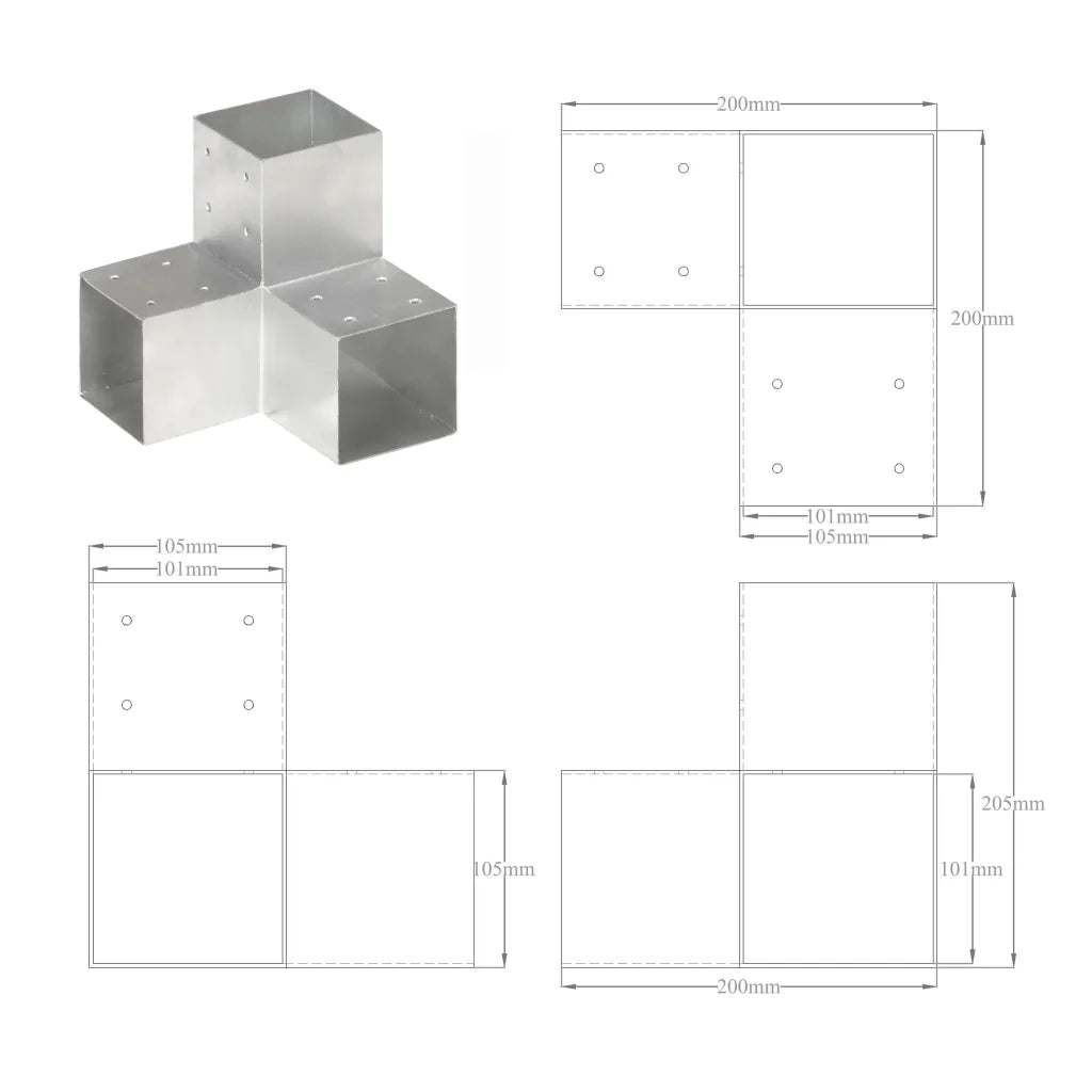 Connettore per Pali a Forma di Y in Metallo Zincato 101x101 mm cod mxl 57799