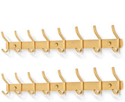 Haken per kapstok rottura resistente per parete con 8 ganci, per bagno, camera da letto e cucina (8 ganci, 2 pezzi, colore dorato)