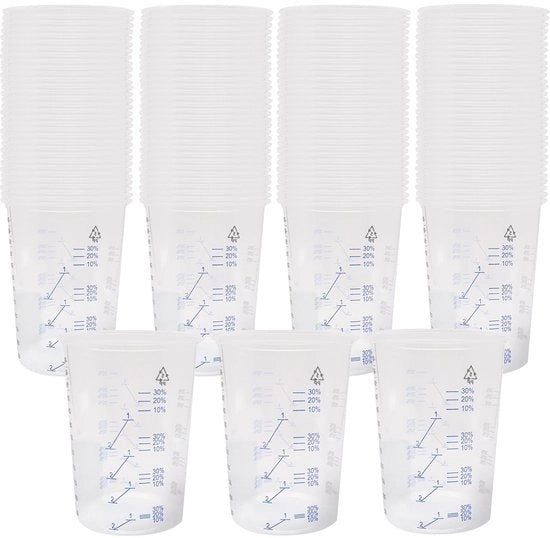 Misuratore liquido 600 ml - Misuratore liquido in plastica - Set di misuratori liquidi da 50 pezzi - Misuratore liquido per vernice - Misuratore liquido per resina - In plastica BPA libera