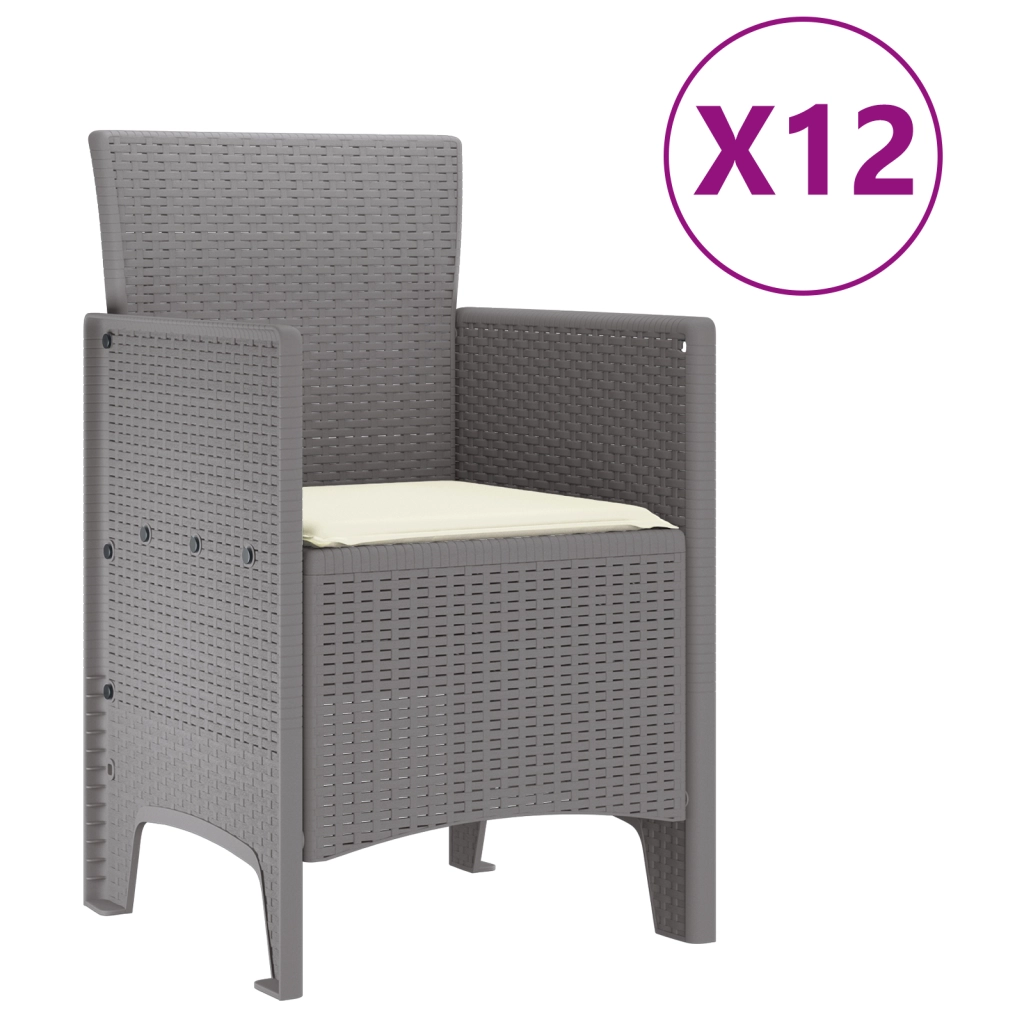 Set pranzo da giardino  13 pezzi con cuscini in polyrattan grigio chiaro