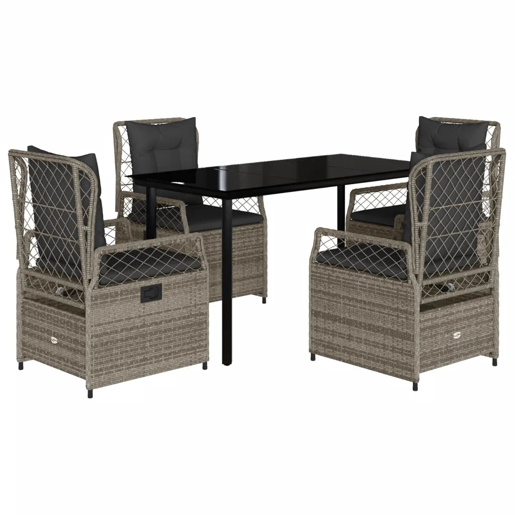 vidaXL Set da Pranzo da Giardino 5 pz con Cuscini in Polyrattan Grigio
