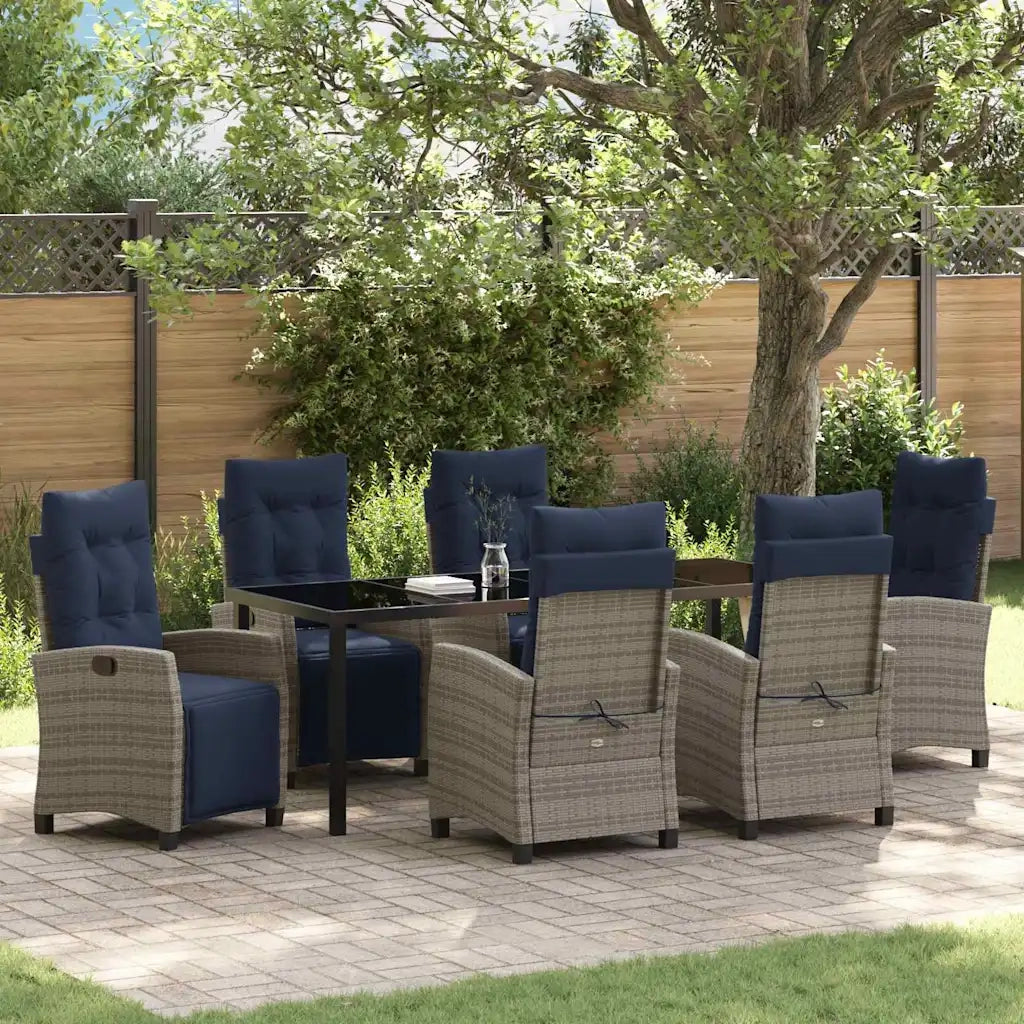 Set da Pranzo per Giardino con cuscino 7 pcs Grigio polyrattan 3380475