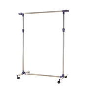 Stendibiancheria con ruote, regolabile in altezza, asta appendiabiti estensibile, in acciaio inox.