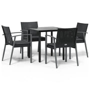 Set Pranzo da Giardino 5pz | Set Salotto da Giardino con Cuscini in Polyrattan e Acciaio