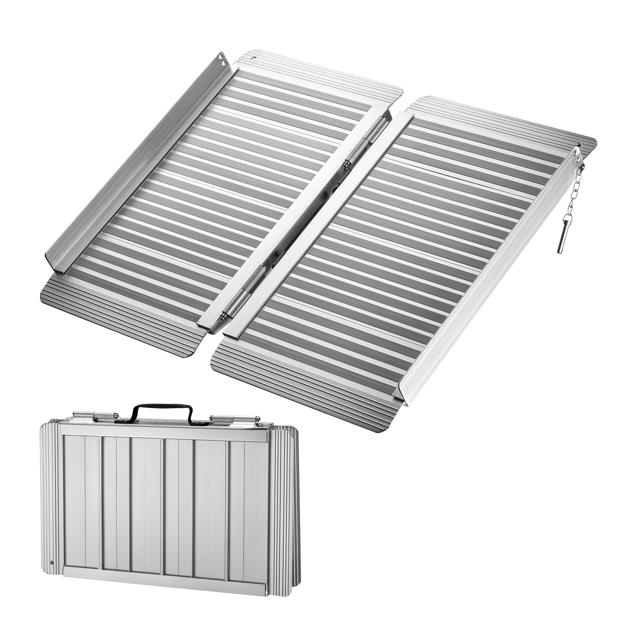 Rampa per sedie a rotelle, pieghevole e portatile, in alluminio 122cm max 270 kg