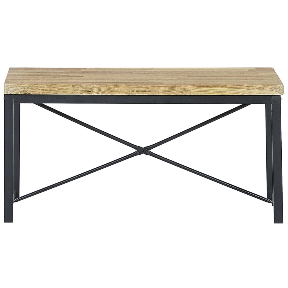 Set da pranzo Piano in legno chiaro Struttura in acciaio Nero Tavolo rettangolare 110 x 70 cm 4 posti con 2 sedie e panca