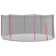 Rete di Protezione per Trampolini a 8 Pali con Ingresso con Cerniera, in PE, ?366x180 cm, Nero e Rosa