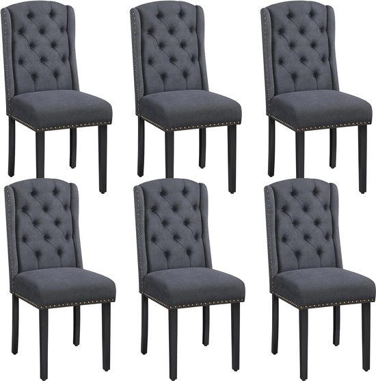 Set di 6 Sedie in Pelle con Schienale a Ala – Sedie da Cucina fino a 140 kg